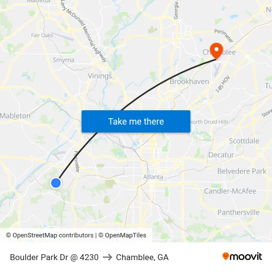 Boulder Park Dr @ 4230 to Chamblee, GA map
