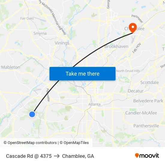 Cascade Rd @ 4375 to Chamblee, GA map