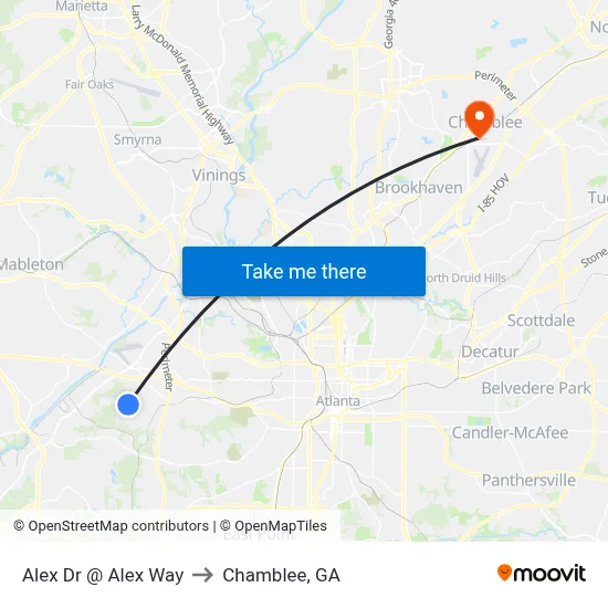 Alex Dr @ Alex Way to Chamblee, GA map