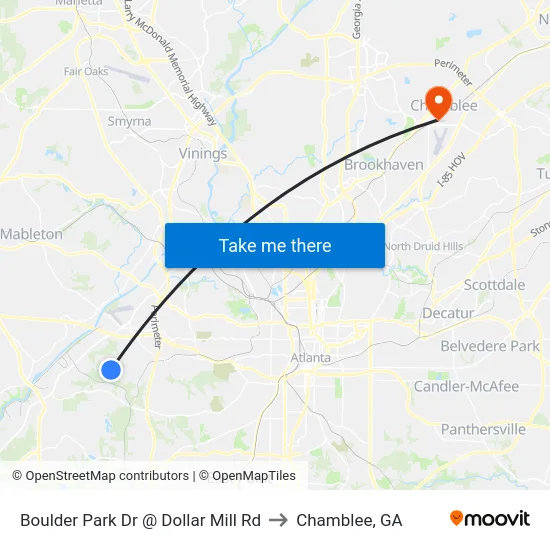 Boulder Park Dr @ Dollar Mill Rd to Chamblee, GA map