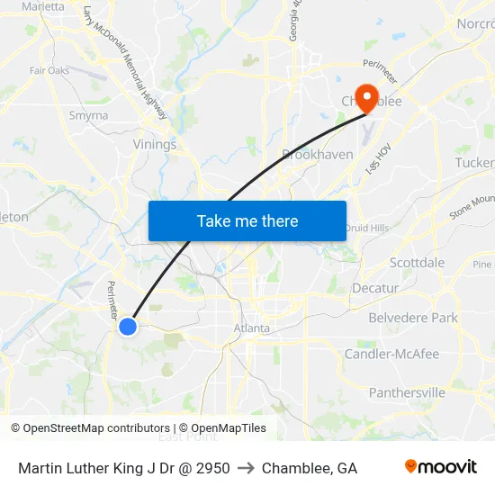 Martin Luther King J Dr @ 2950 to Chamblee, GA map