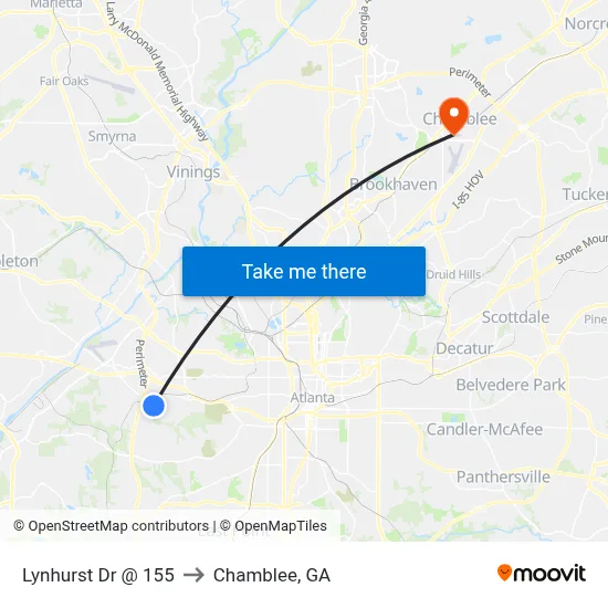 Lynhurst Dr @ 155 to Chamblee, GA map