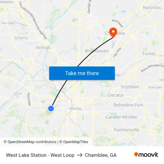 West Lake Station - West Loop to Chamblee, GA map