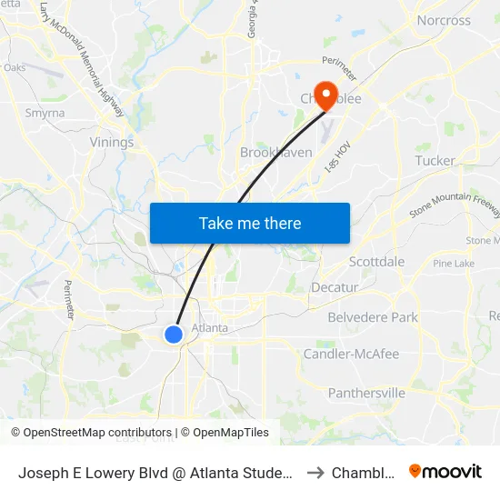 Joseph E Lowery Blvd @ Atlanta Student Movement Blvd to Chamblee, GA map
