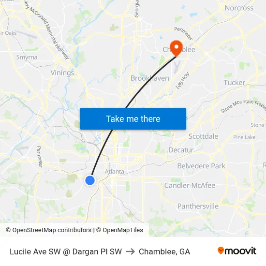 Lucile Ave SW @ Dargan Pl SW to Chamblee, GA map