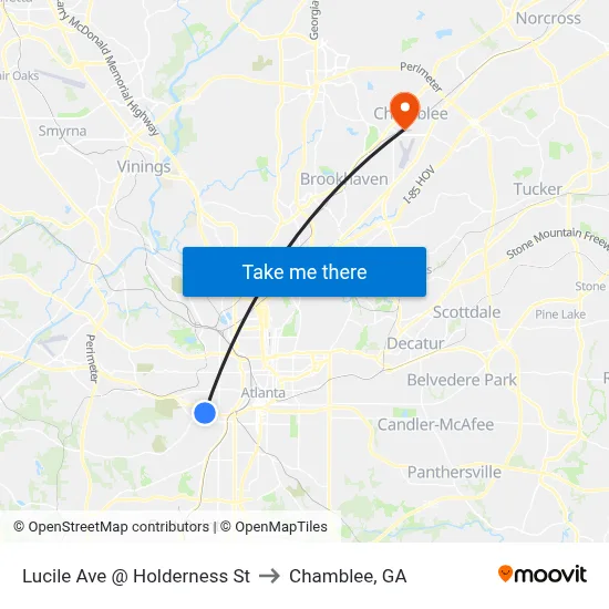 Lucile Ave @ Holderness St to Chamblee, GA map