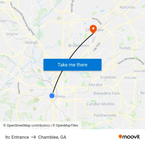 Itc Entrance to Chamblee, GA map