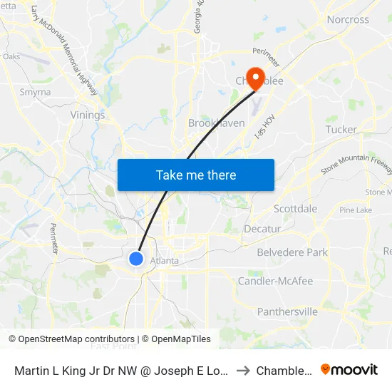 Martin L King Jr Dr NW @ Joseph E Lowery Blvd NW to Chamblee, GA map