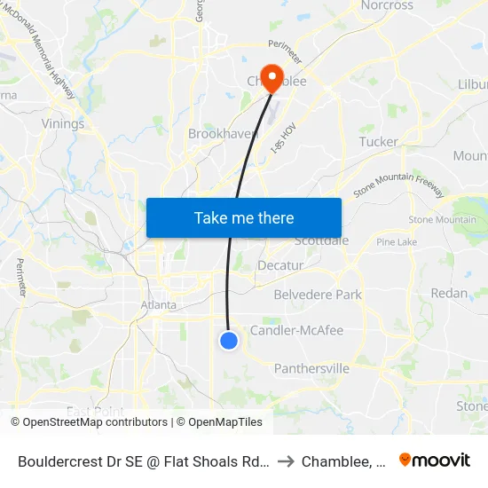 Bouldercrest Dr SE @ Flat Shoals Rd SE to Chamblee, GA map