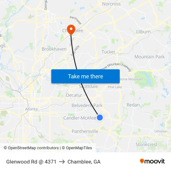Glenwood Rd @ 4371 to Chamblee, GA map