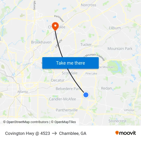 Covington Hwy @ 4523 to Chamblee, GA map