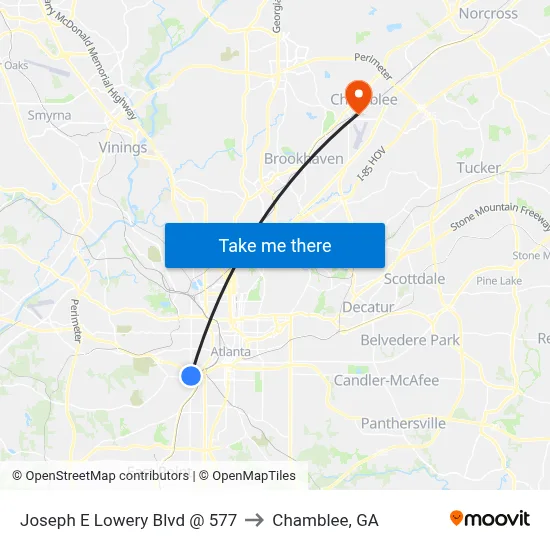 Joseph E Lowery Blvd @ 577 to Chamblee, GA map