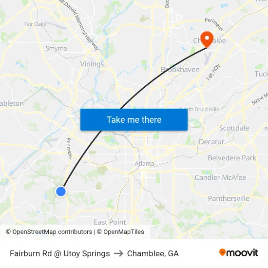 Fairburn Rd @ Utoy Springs to Chamblee, GA map