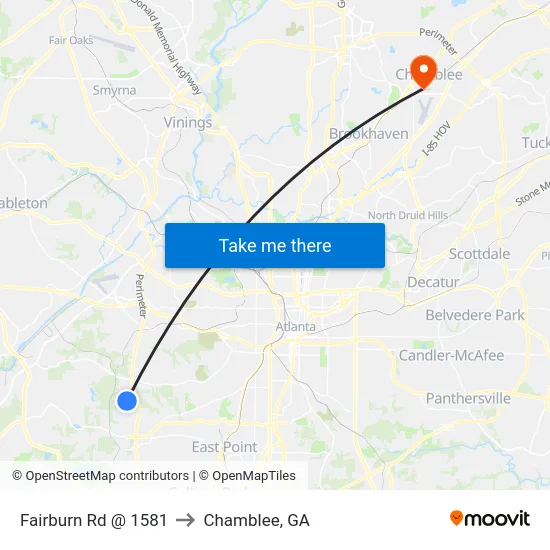 Fairburn Rd @ 1581 to Chamblee, GA map
