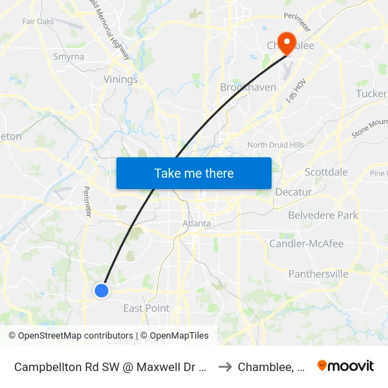 Campbellton Rd SW @ Maxwell Dr SW to Chamblee, GA map