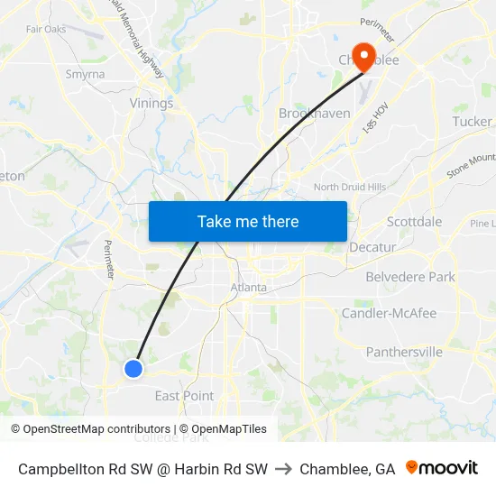 Campbellton Rd SW @ Harbin Rd SW to Chamblee, GA map