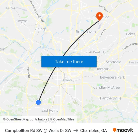Campbellton Rd SW @ Wells Dr SW to Chamblee, GA map