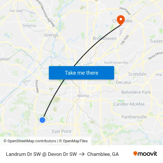 Landrum Dr SW @ Devon Dr SW to Chamblee, GA map