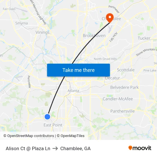 Alison Ct @ Plaza Ln to Chamblee, GA map