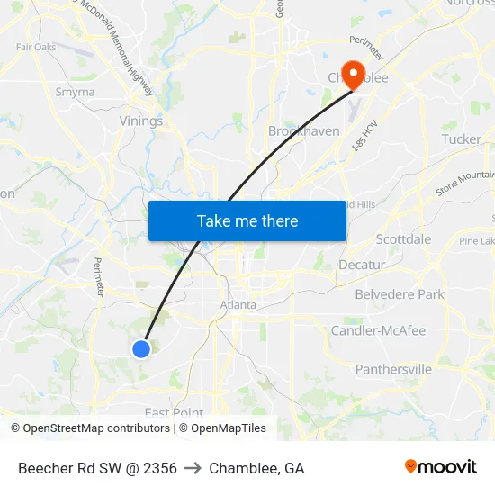 Beecher Rd SW @ 2356 to Chamblee, GA map