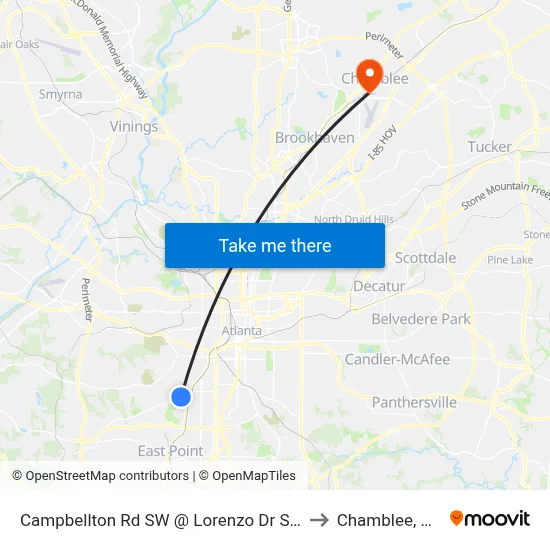 Campbellton Rd SW @ Lorenzo Dr SW to Chamblee, GA map