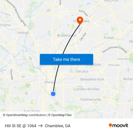 Hill St SE @ 1064 to Chamblee, GA map