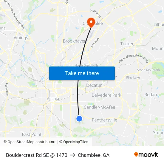 Bouldercrest Rd SE @ 1470 to Chamblee, GA map