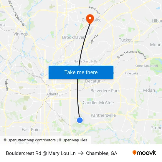 Bouldercrest Rd @ Mary Lou Ln to Chamblee, GA map