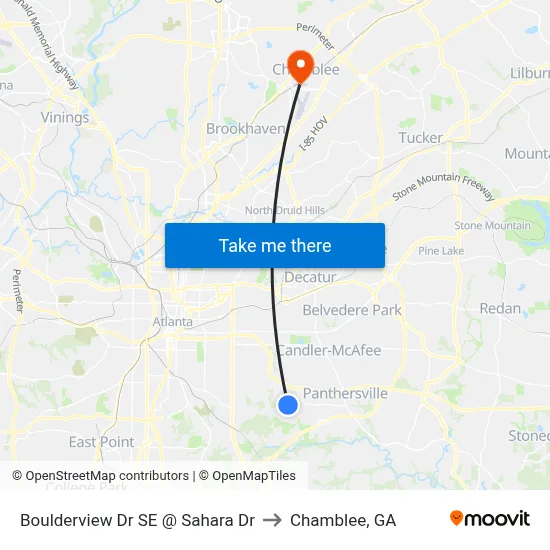 Boulderview Dr SE @ Sahara Dr to Chamblee, GA map