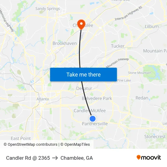 Candler Rd @ 2365 to Chamblee, GA map