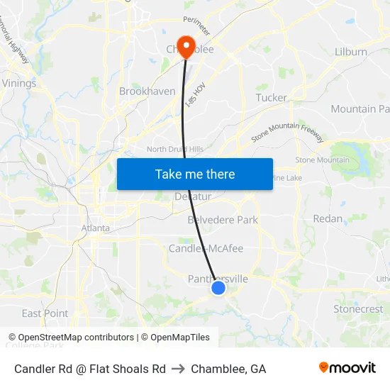 Candler Rd @ Flat Shoals Rd to Chamblee, GA map