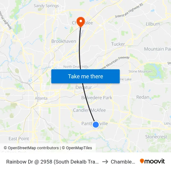 Rainbow Dr @ 2958 (South Dekalb Transfer Point) to Chamblee, GA map
