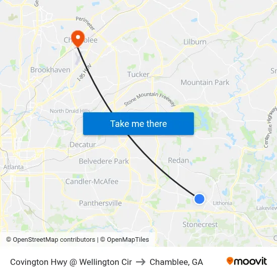 Covington Hwy @ Wellington Cir to Chamblee, GA map