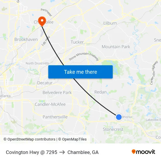 Covington Hwy @ 7295 to Chamblee, GA map