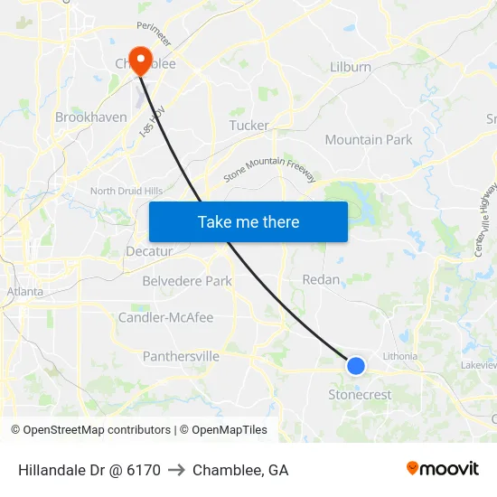 Hillandale Dr @ 6170 to Chamblee, GA map