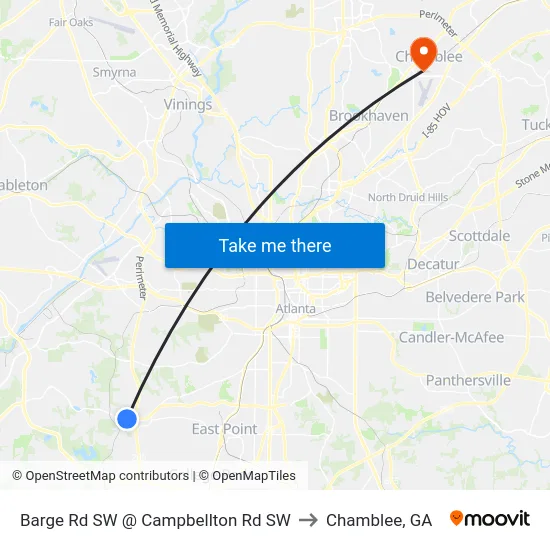 Barge Rd SW @ Campbellton Rd SW to Chamblee, GA map