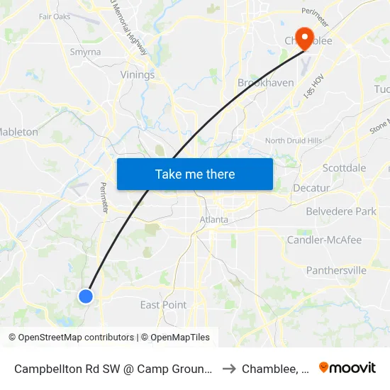 Campbellton Rd SW @ Camp Ground Rd to Chamblee, GA map