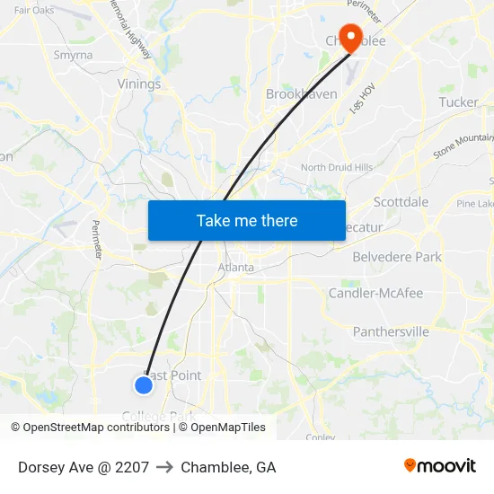 Dorsey Ave @ 2207 to Chamblee, GA map