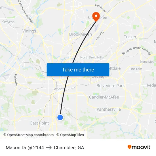 Macon Dr @ 2144 to Chamblee, GA map