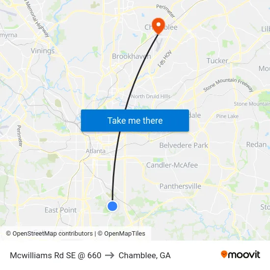 Mcwilliams Rd SE @ 660 to Chamblee, GA map