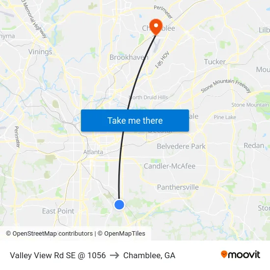 Valley View Rd SE @ 1056 to Chamblee, GA map