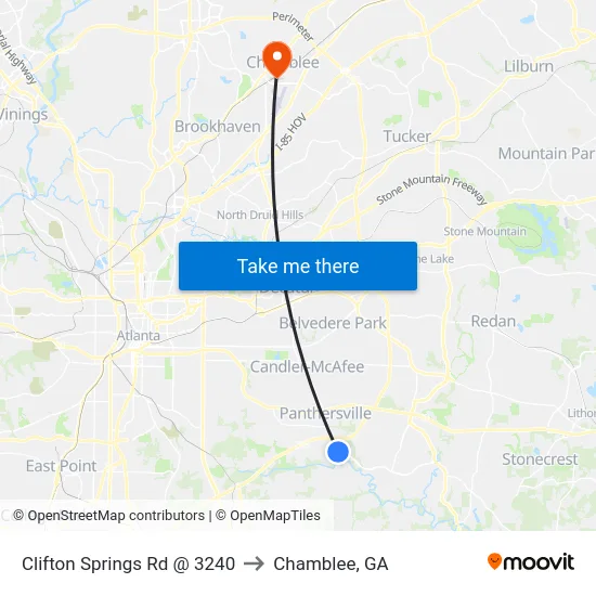 Clifton Springs Rd @ 3240 to Chamblee, GA map