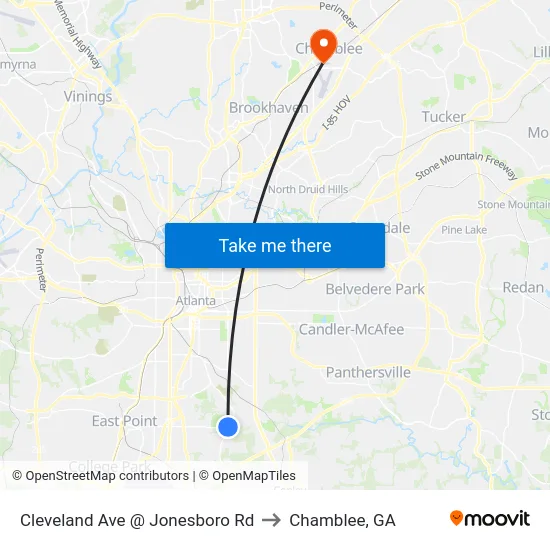Cleveland Ave @ Jonesboro Rd to Chamblee, GA map