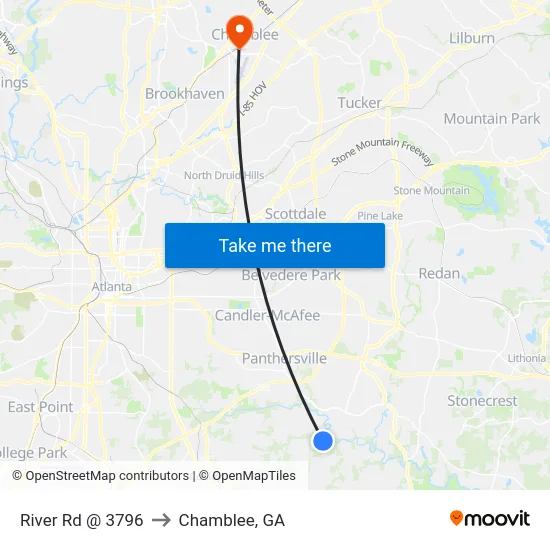 River Rd @ 3796 to Chamblee, GA map