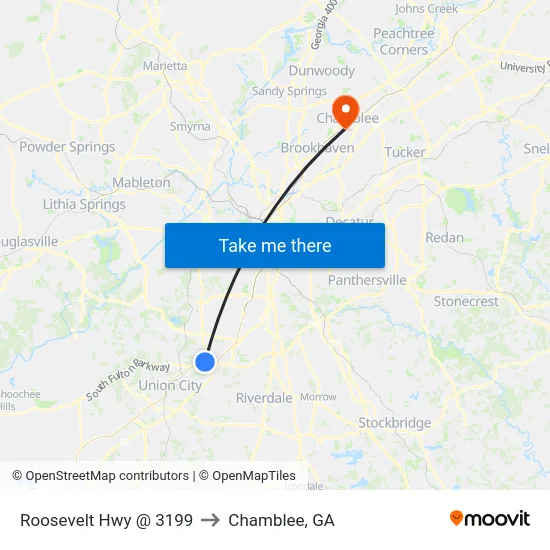 Roosevelt Hwy @ 3199 to Chamblee, GA map