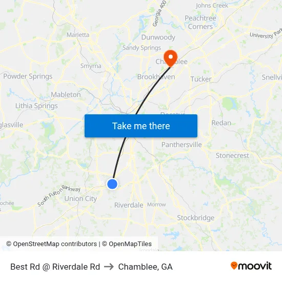 Best Rd @ Riverdale Rd to Chamblee, GA map