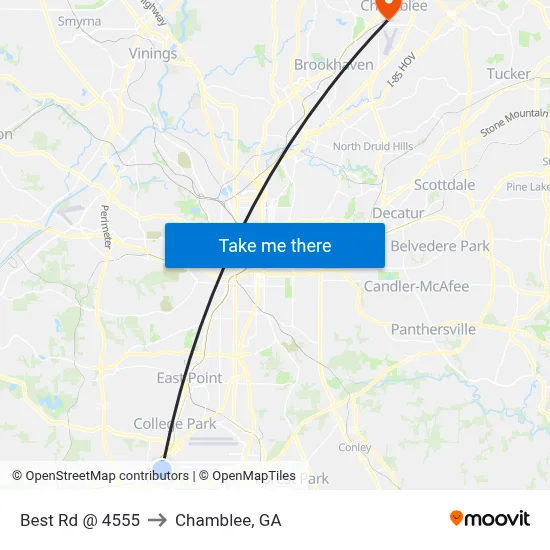 Best Rd @ 4555 to Chamblee, GA map