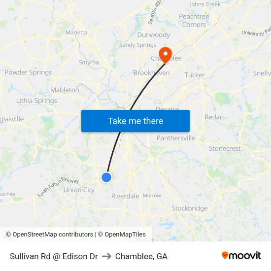 Sullivan Rd @ Edison Dr to Chamblee, GA map