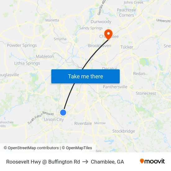 Roosevelt Hwy @ Buffington Rd to Chamblee, GA map
