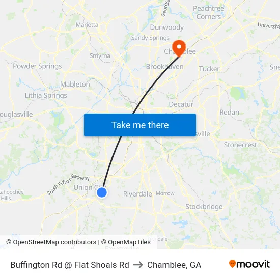 Buffington Rd @ Flat Shoals Rd to Chamblee, GA map